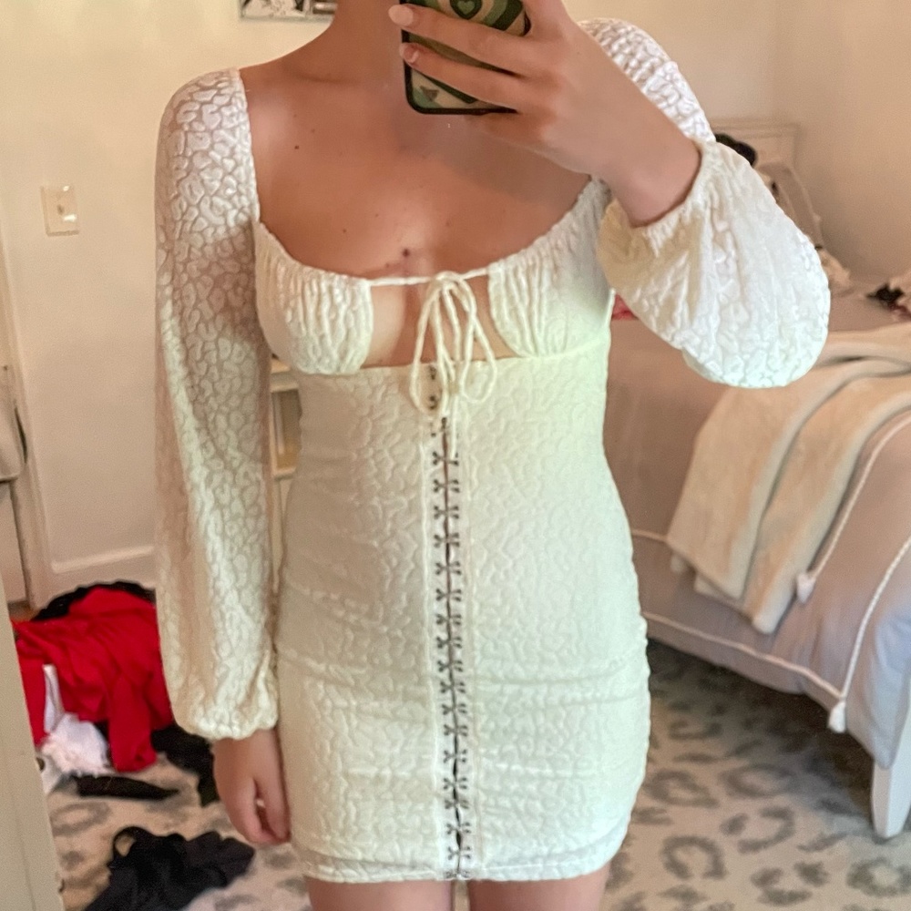 Princess Polly White Leopard Mini Dress